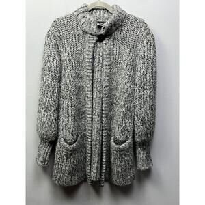 Bramble Lane Sweater Womens Medium Grey Single Button Cardigan Pockets Chunky